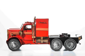 红色卡车大头车行李模型静物摄影图