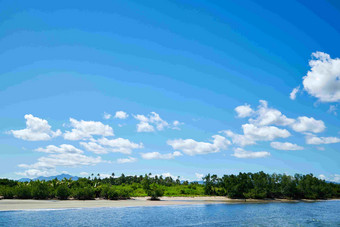 斐济旅游小岛森林蔚蓝<strong>大海风景</strong>摄影图