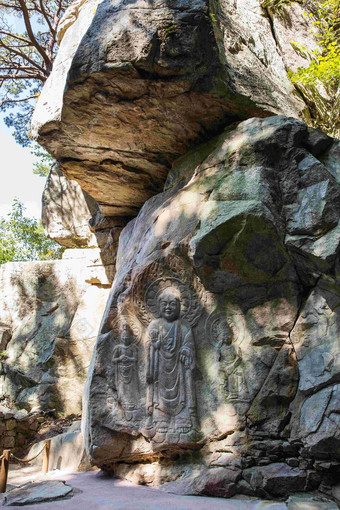国家石头佛教雕刻景观摄影图