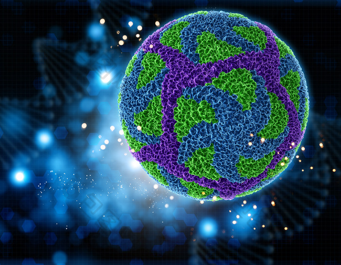 球状物彩色病毒摄影图