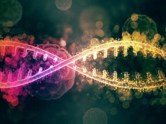 彩色的的DNA链和散焦