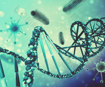 3d医疗人体DNA链与细胞震撼图