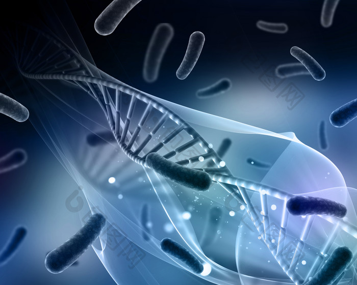 3d医疗人类DNA链与细胞科技图