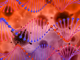 3d医疗<strong>人类</strong>DNA链与细胞图