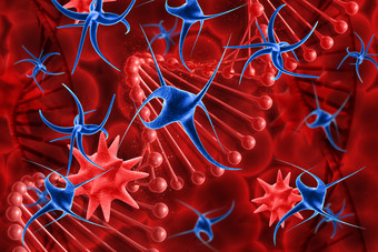 3d医疗<strong>病毒</strong>细胞与DNA链图片