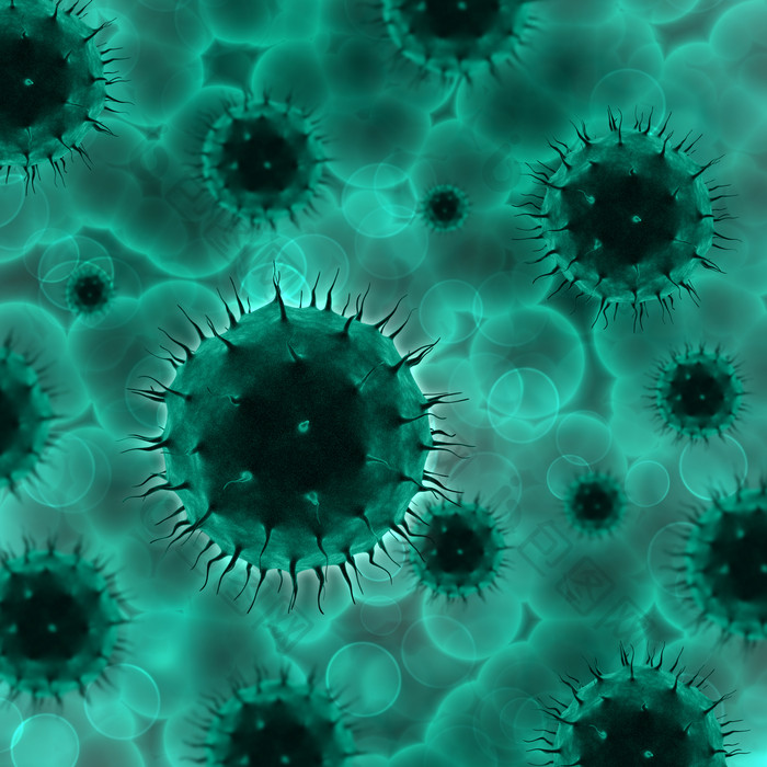 球状物绿色病毒摄影图