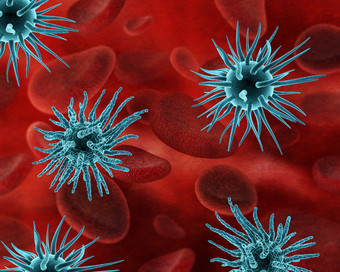 3d医疗病毒细胞在血液中图片