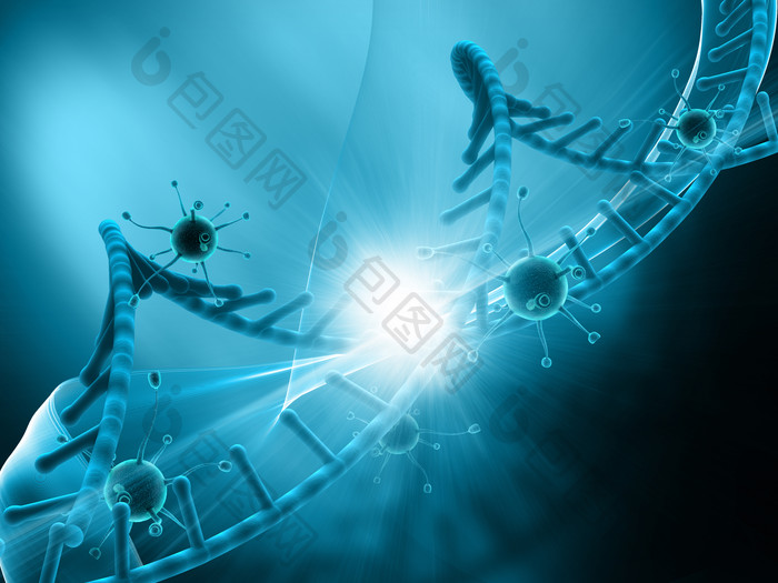 3d医疗DNA链与细胞科技渲染图