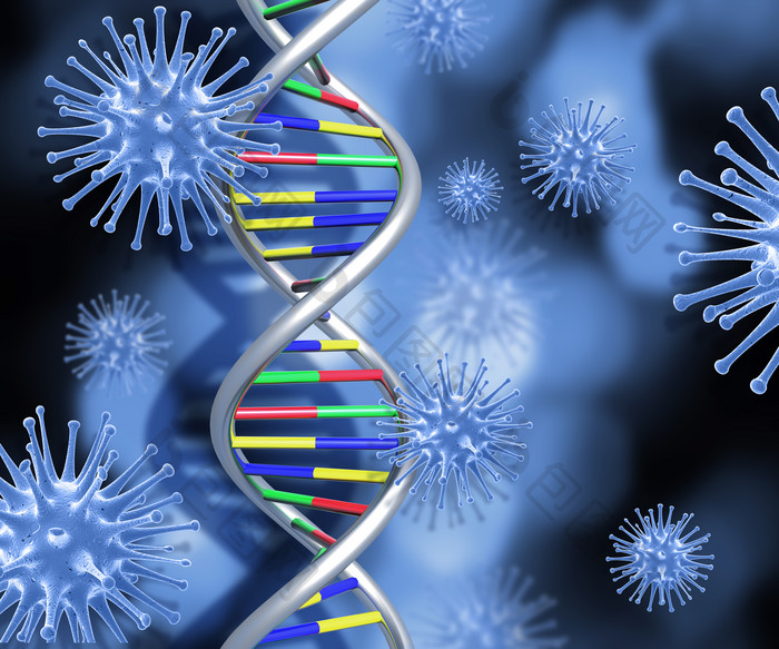 DNA链和3d医疗病毒细胞