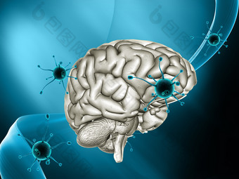 3d医疗<strong>大脑</strong>与病毒细胞科技图