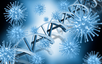 医疗背景与3d病毒<strong>细胞</strong>和DNA链