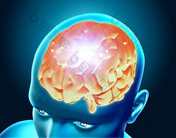 3d医疗人类大脑运行渲染图