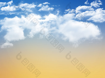 3d蓝色的天空与<strong>毛茸茸</strong>的白色云