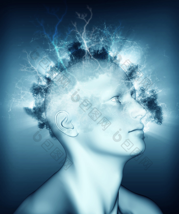 3d医疗大脑思考科技渲染图