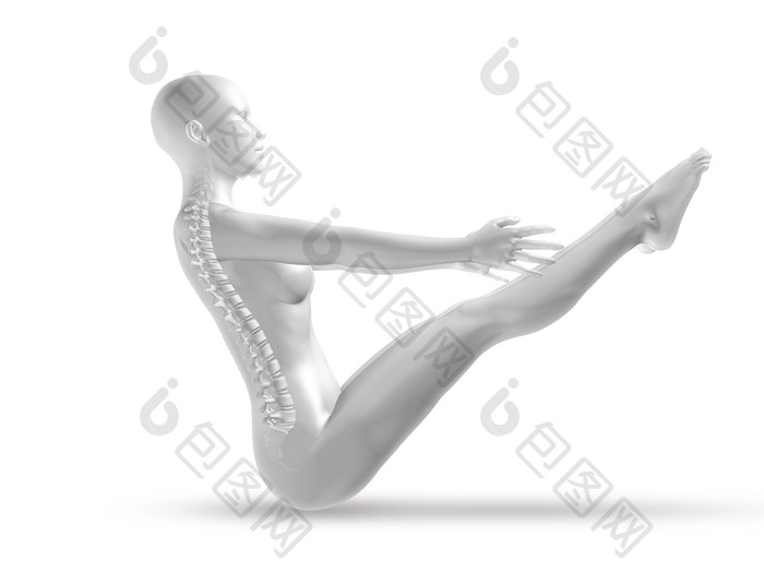 3d女医疗数字与骨架在瑜伽构成5