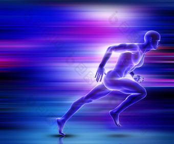 男子短跑时的肌肉摄影图