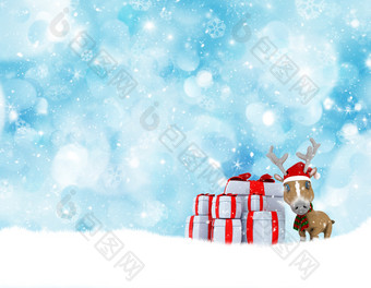 圣诞礼物和麋鹿<strong>摄影图</strong>
