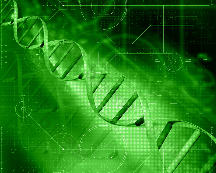 绿色的DNA链摄影图