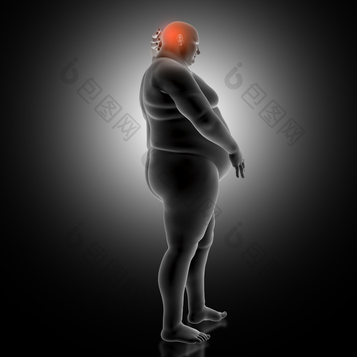 肥胖超重人类头部健康渲染图