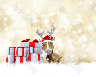 圣诞节圣诞礼物和<strong>麋鹿</strong>