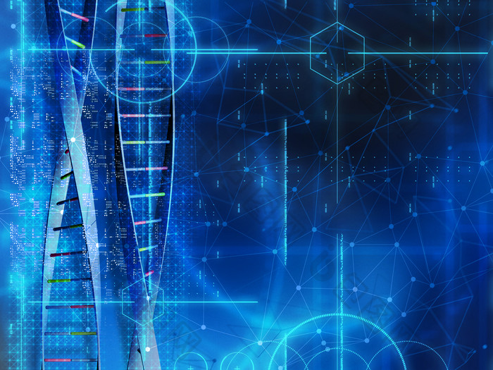 蓝色的DNA链和代码