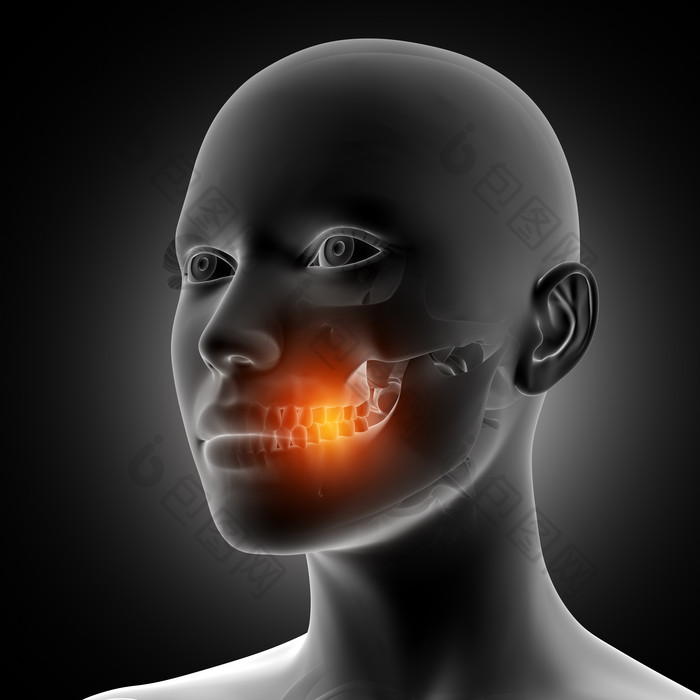 牙疼的3D人物摄影图