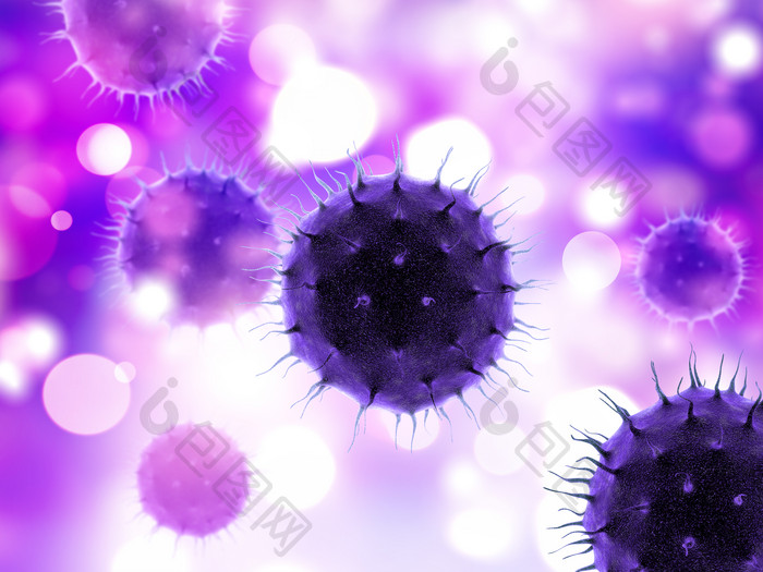 微生物紫色病毒细胞科技渲染图