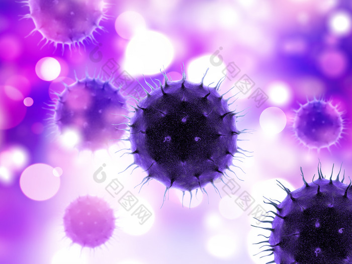 微生物紫色病毒细胞科技渲染图
