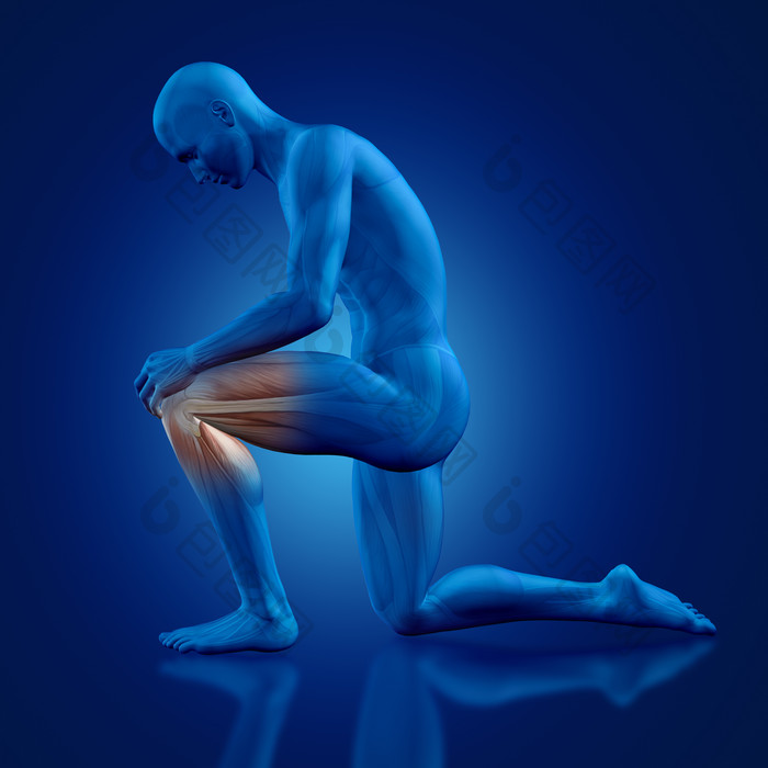男性膝盖关节处摄影图