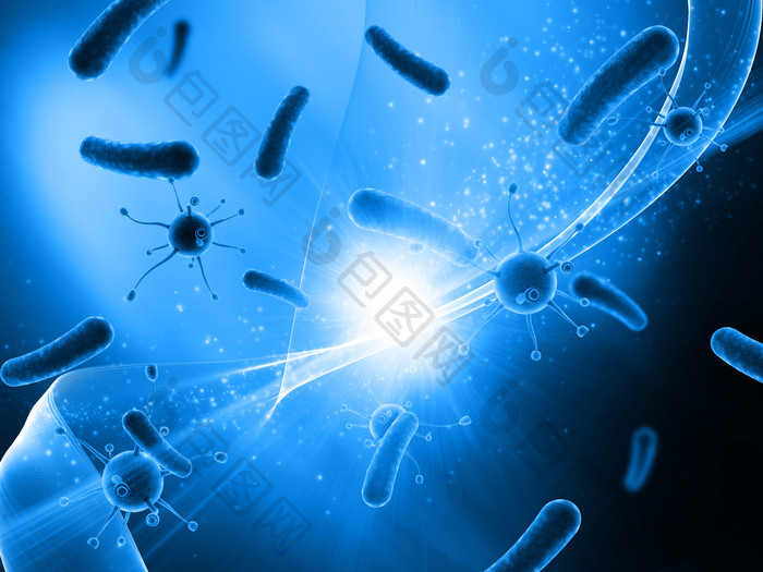 微生物病毒细胞科技渲染蓝色图片