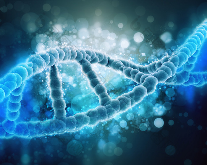 蓝色DNA基因分子摄影图