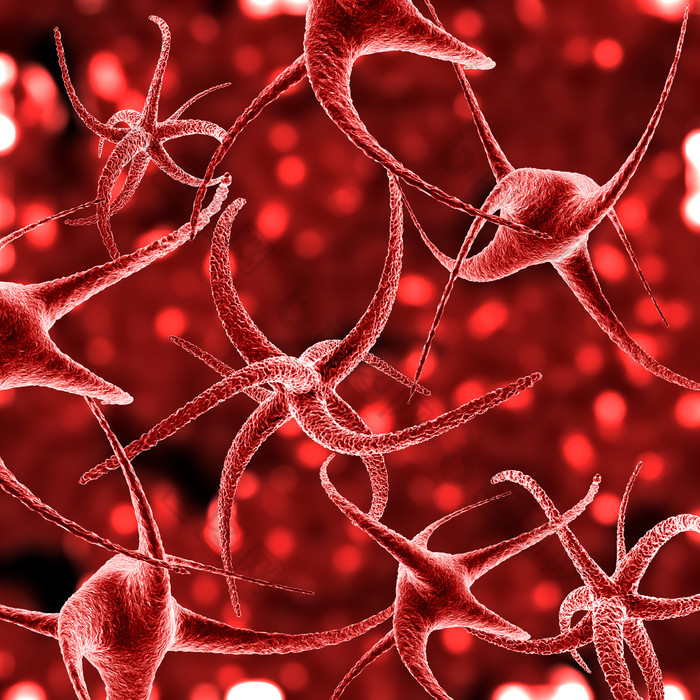 微生物病毒细胞红色科技渲染图