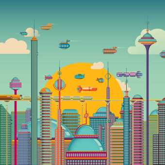 未来摩天大楼创意城市海报图片下载