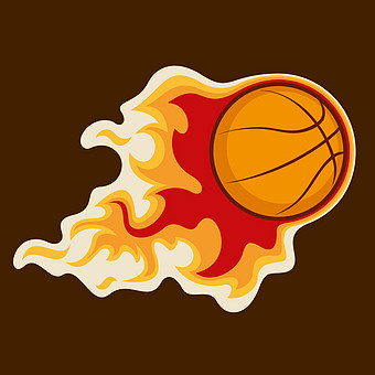 卡通酷炫火焰篮球插画图片下载