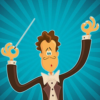 卡通制服指挥家插画图片下载