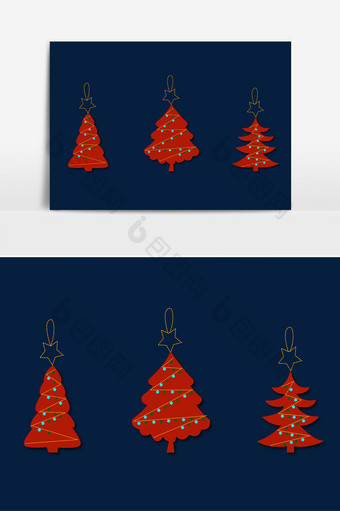 红色圣诞树挂饰矢量元素图片