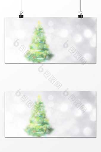 银白色灯光光斑浪漫圣诞树背景图片
