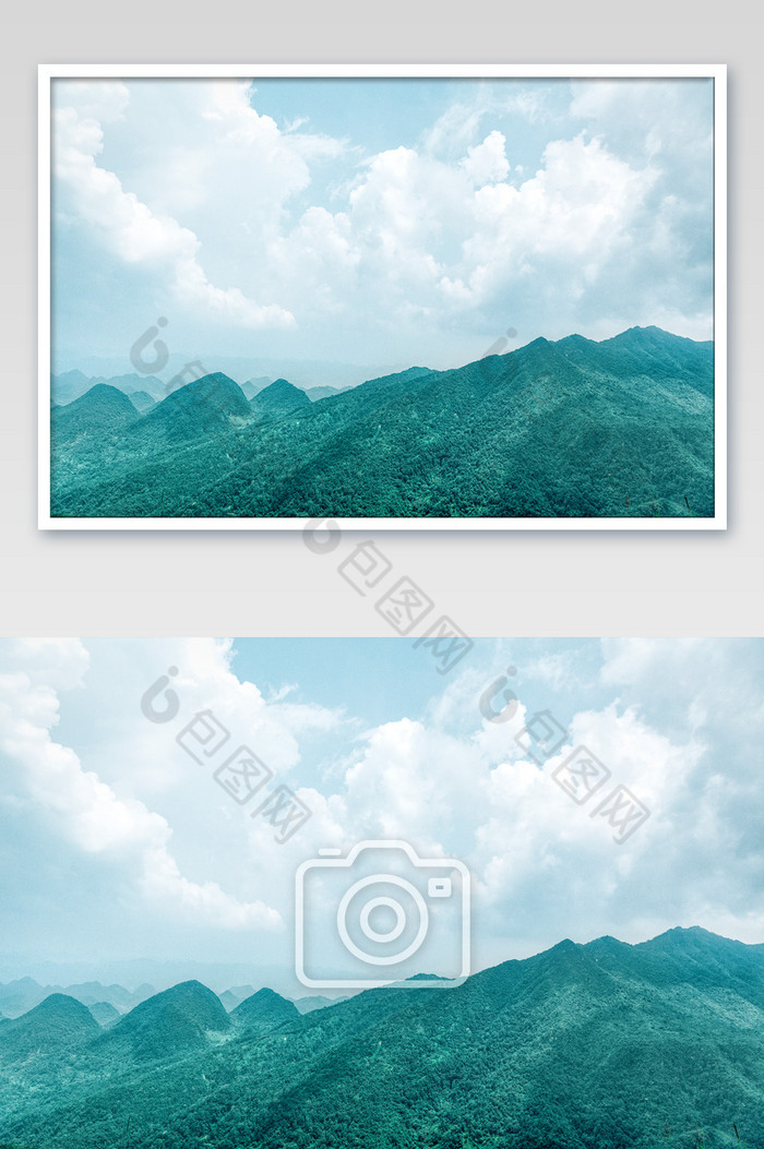 蓝天白云大山高山草甸树林图片图片