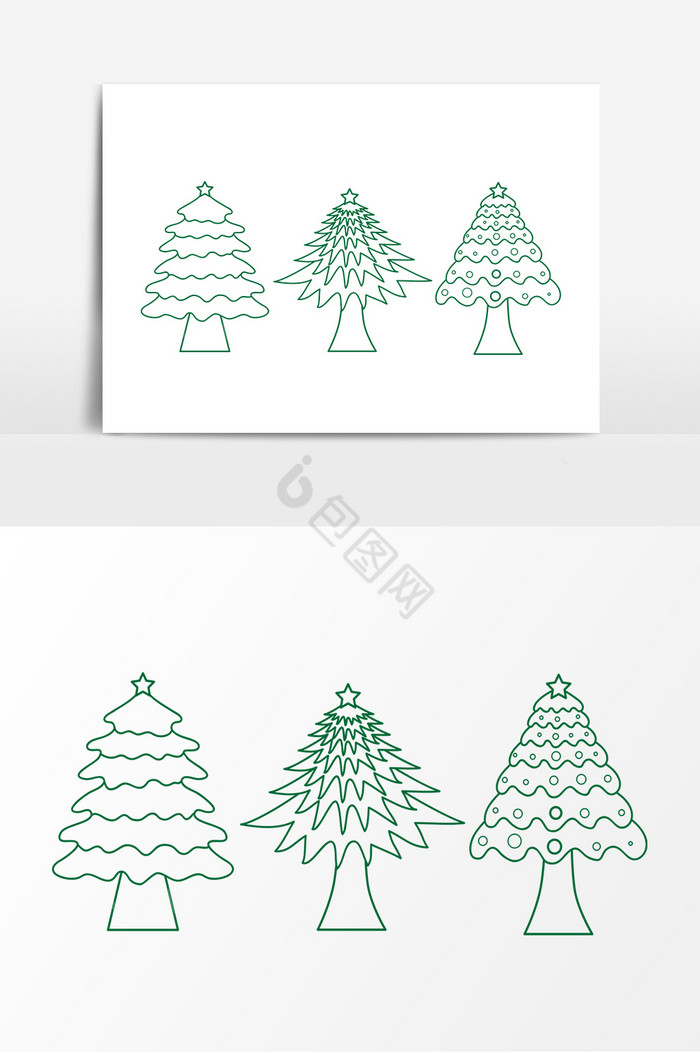 各种简笔画圣诞树线稿图片