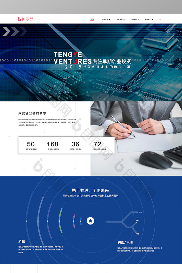 蓝色科技医疗器械官网UI网页界面