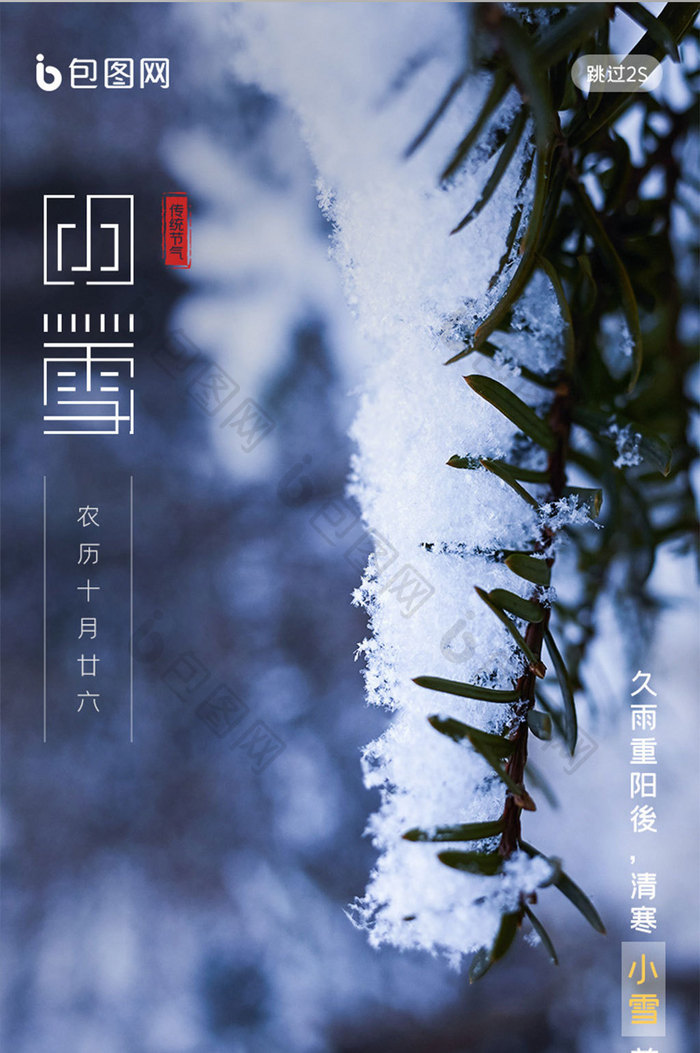 简约大气二十四传统节气小雪启动页闪屏设计