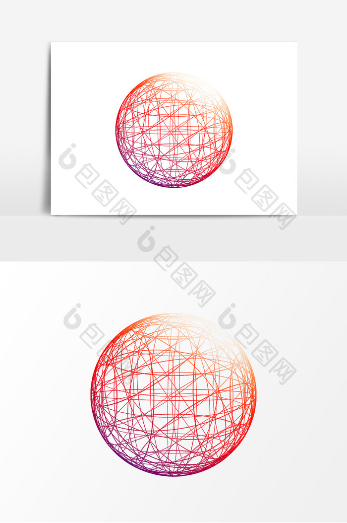 球形线条纹理不规则装饰图案元素