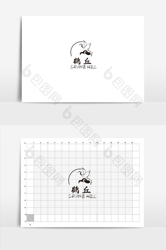 鹤丘中国风logo设计图片