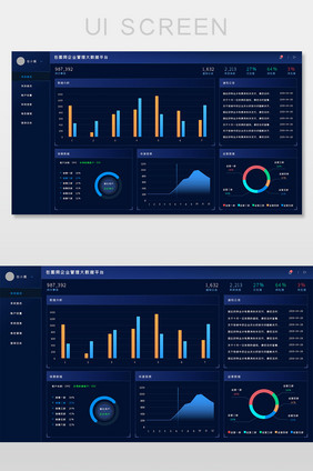 深蓝色大数据可视化后台系统UI网页界面