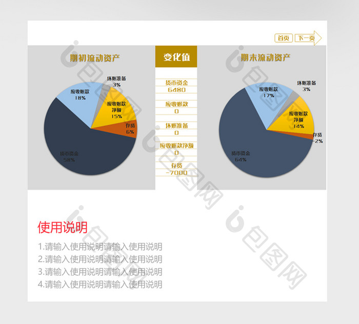 平板金色资产负债表管理系统EXCEL模板