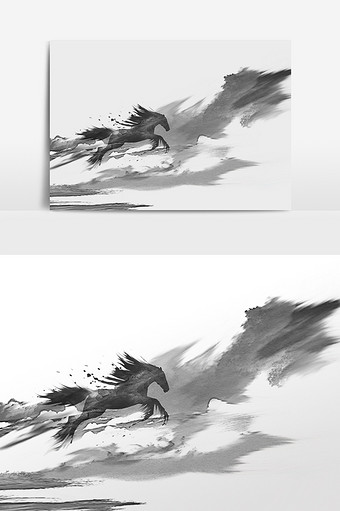 水墨马