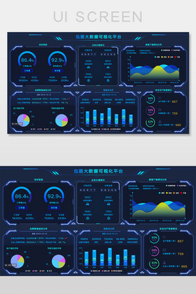 蓝色包图网大数据可视化分析统计网页界面
