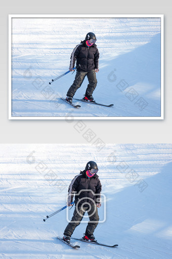 运动员在滑雪场滑雪雪道图片