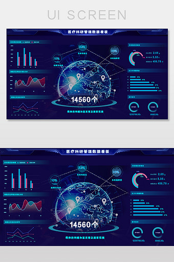 深色酷炫医疗科研可视化数据界面图片