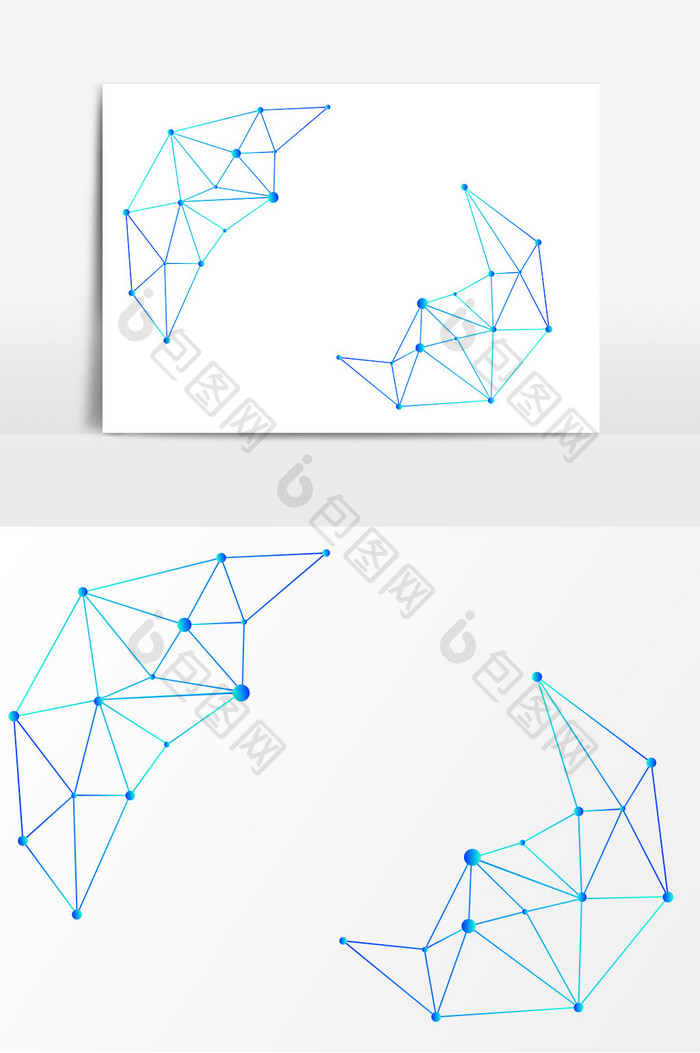 蓝色科技点线矢量素材